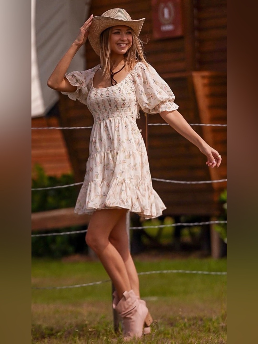 Flying Tomato Cream Floral Midi Dress